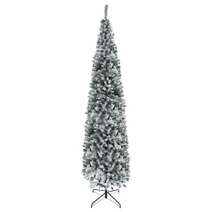 9 Foot Green Frosted Pencil Christmas Tree