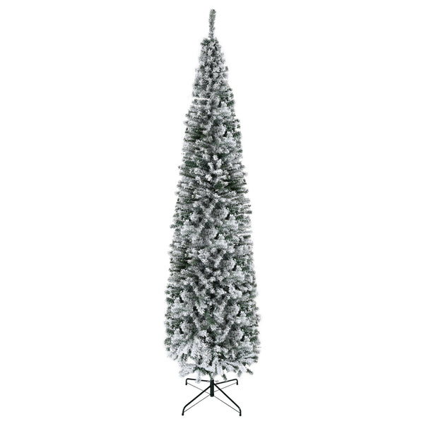 9 Foot Green Frosted Pencil Christmas Tree