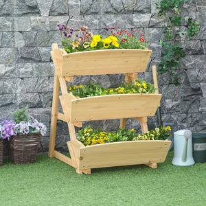 3-tier raised wooden planter