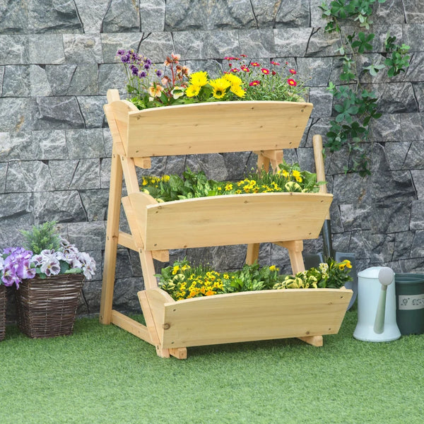 3-tier raised wooden planter