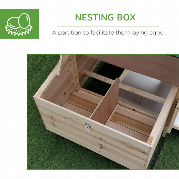 77" Chicken Coop with Nesting Box and Outdoor Run