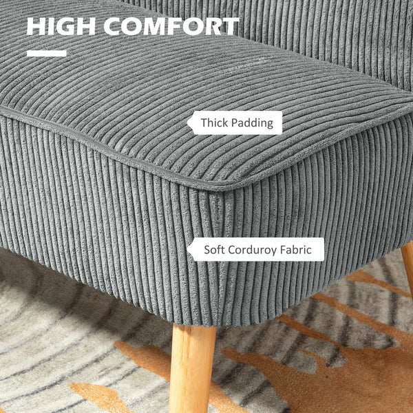 Modern upholstered 2 seater sofa with rubberwood legs, grey