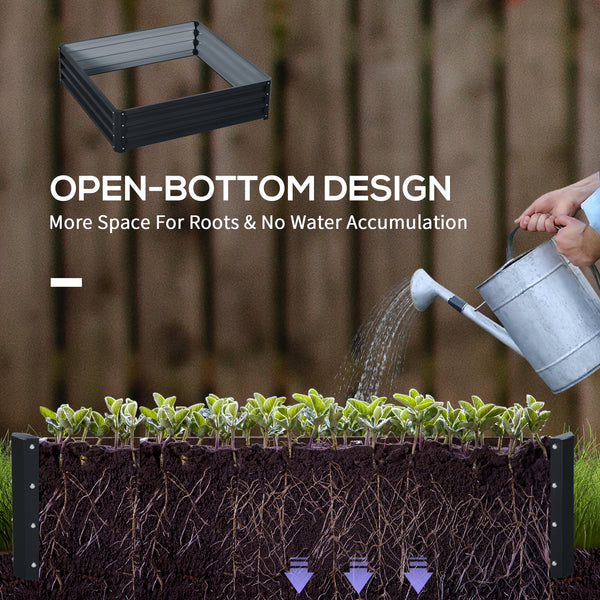 Raised planter in galvanized steel, grey