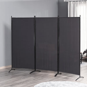 3-panel, double-hinged, folding screen, anthracite gray