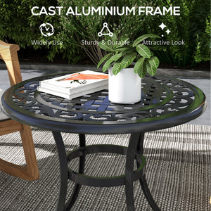 Patio table with cast aluminum frame, black