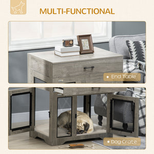 Furniture crate with cushion, 2 doors and storage, grey