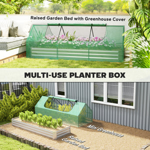 Raised vegetable garden with mini-greenhouse, green 