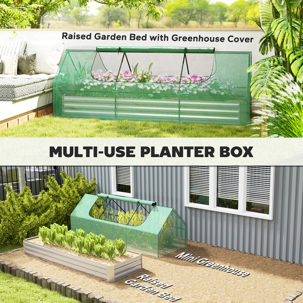 Raised vegetable garden with mini-greenhouse, green 