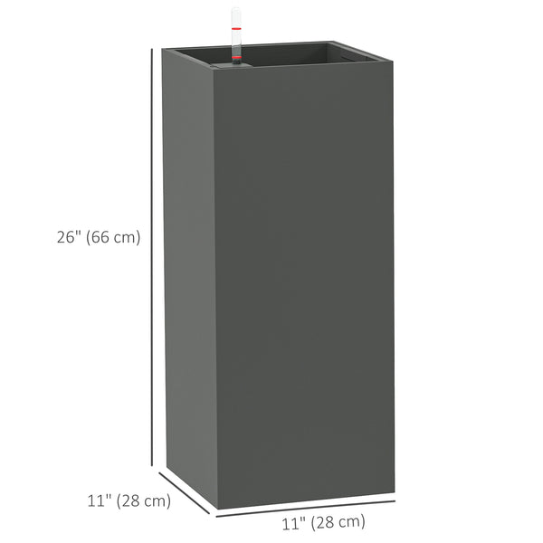 Set of 2 plastic planters with water level indicator, dark grey