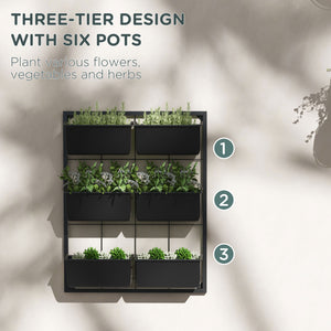 3-tier wall planter with 6 pots
