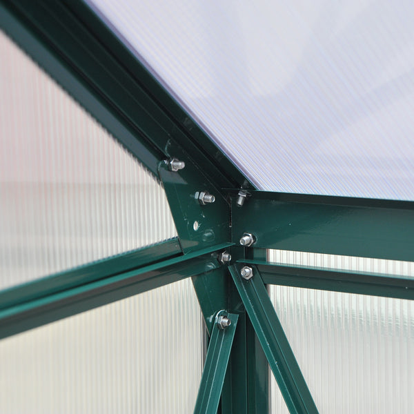 Transparent polycarbonate greenhouse, galvanized sheet frame with sliding door