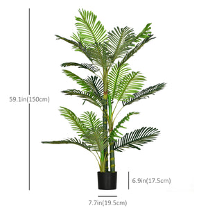 Artificial potted Areca palm tree with 21 leaves for indoor decoration, green
