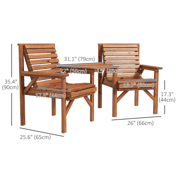 Set of 3 outdoor benches for garden and balcony, light brown