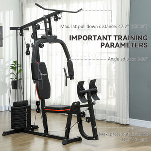 Multi-function strength training machine for lat pulldowns and leg exercises