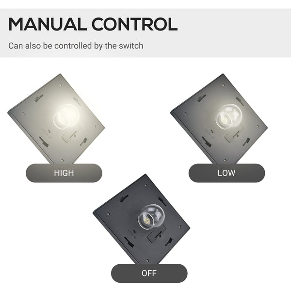 Outdoor solar street light with adjustable brightness, black