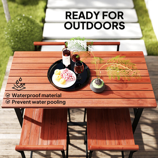 5-Piece Bar Set with 119cm Table and 4 Bar Stools, Brown