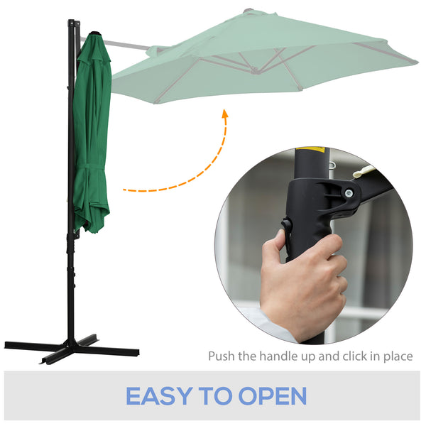 8.5-foot cantilever parasol with 360° rotation, green