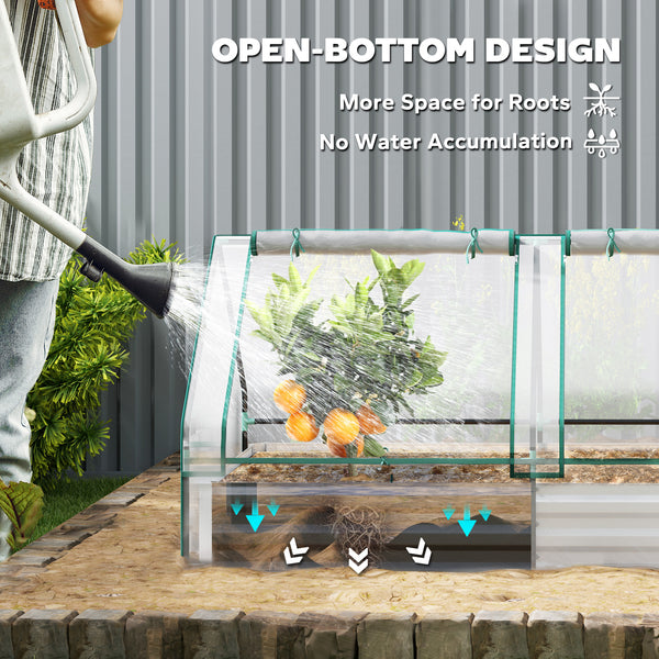 Jardinière surélevée en métal avec couvercle intégrée pour herbes aromatiques et légumes, transparente et argentée