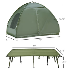 Foldable Portable Camping Tent Air Mattress with Carry Bag and Pump Backpacking Shelter Sleeping Bed Dark Green