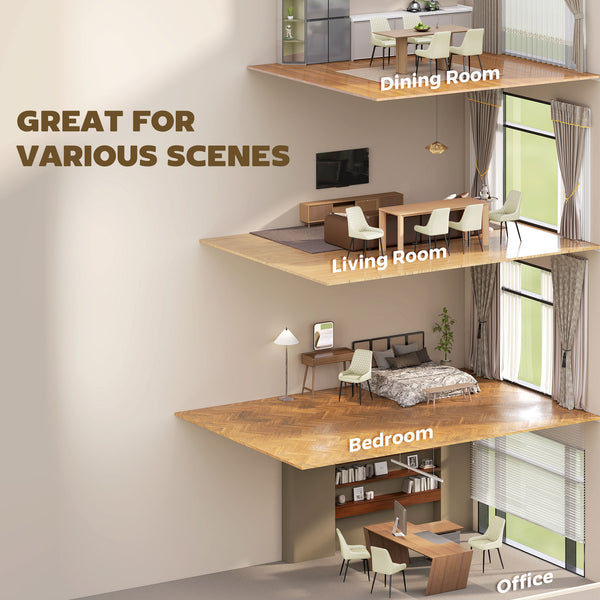 Set of 4 upholstered kitchen chairs, cream color.