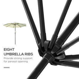 10-foot round parasol with crank, tiltable, beige 