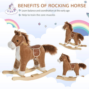 Plush Rocking Horse with Sounds, Brown