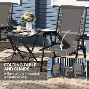 Outdoor folding metal table and chairs set with cup holders