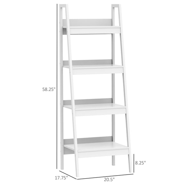 Set of 2 4-Tier Ladder Shelves, White