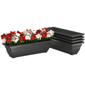 Set of 5 elongated rectangular flower pots, black