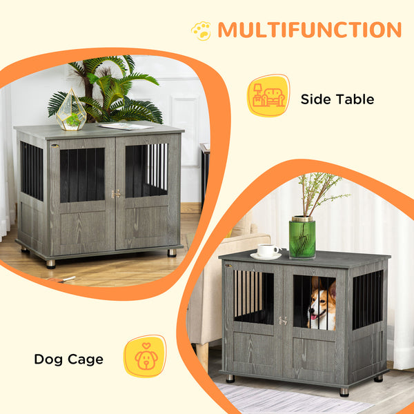 Caged cabinet with lockable magnetic door, grey