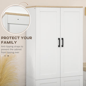 4-door kitchen cabinet with adjustable shelves, white