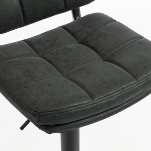 Adjustable black faux leather bar stools, set of 2