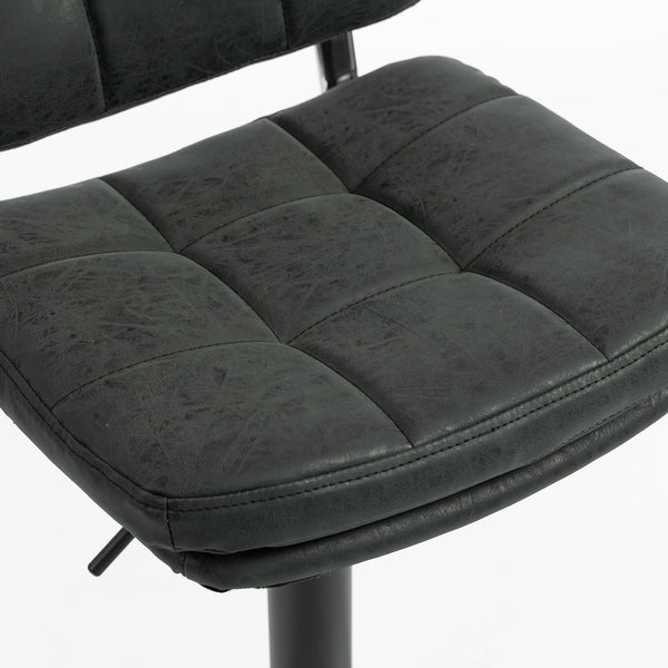 Adjustable black faux leather bar stools, set of 2