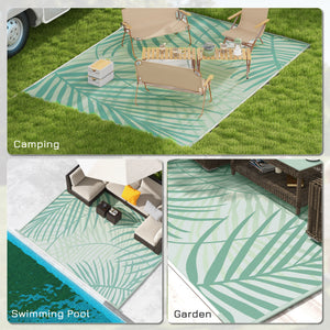 Reversible outdoor mat with carrying bag