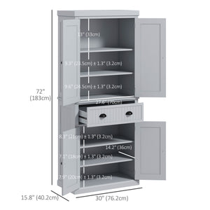 72" Pantry with Drawer, Doors, Gray