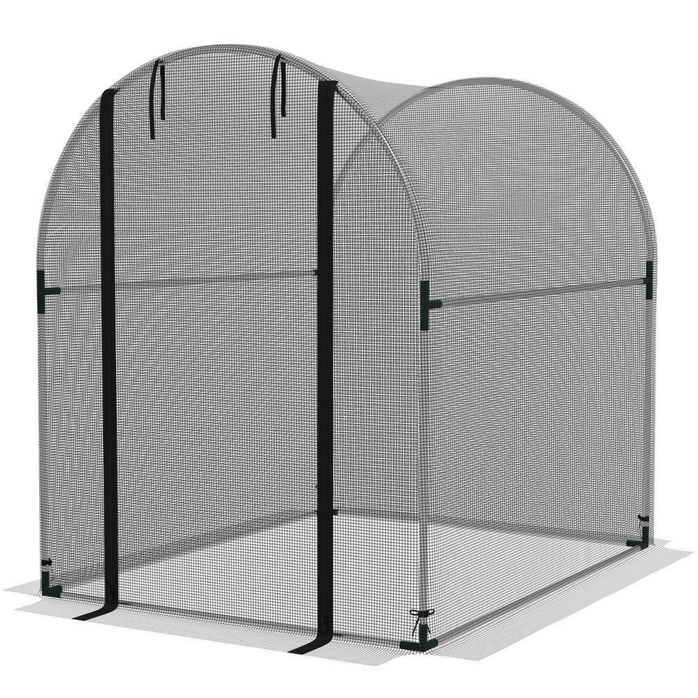 Grow cage with roll-up zippered door