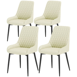 Set of 4 upholstered kitchen chairs, cream color.