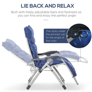 Zero gravity reclining chair with adjustable backrest, dark blue