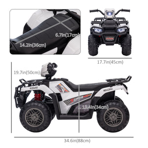 12V Off-Road Quad with MP3 Music and Knobby Tires, White
