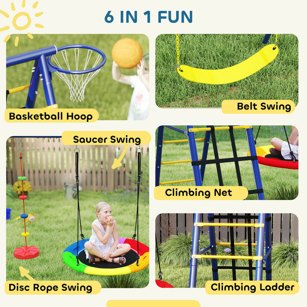 6 in 1 Kids Swing Set