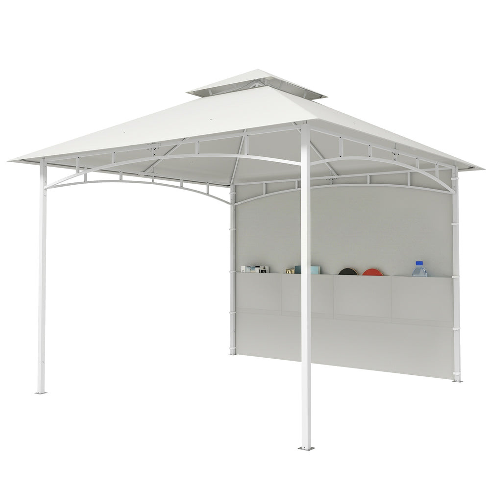 10' x 10' Patio Gazebo, Double Roof Outdoor Gazebo Canopy Shelter with Storage, Hook, Metal Frame, Cream White