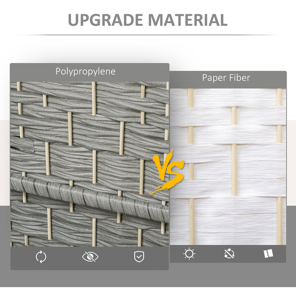 6 Panel Folding Room Divider, Handwoven Partition, Grey Melange
