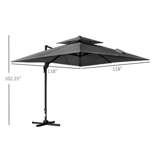 10-foot cantilever parasol with 5 adjustable tilt angles, protective cover, anthracite grey