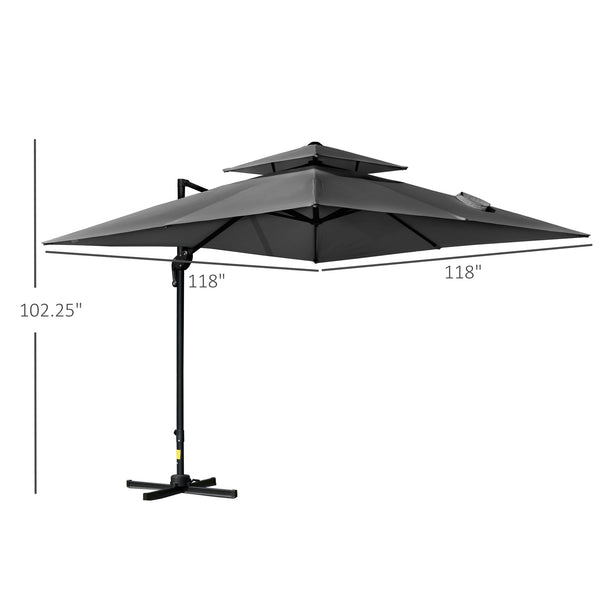 10-foot cantilever parasol with 5 adjustable tilt angles, protective cover, anthracite grey