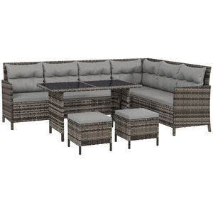 6-piece outdoor rattan sofa set, grey.