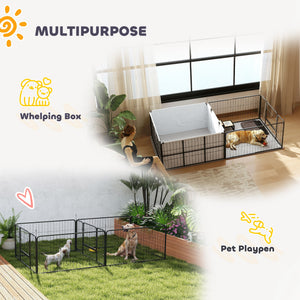 7-panel whelping box with washable absorbent mats