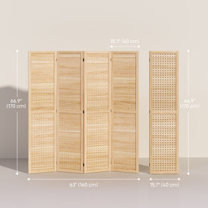 4-panel self-supporting and folding partition wall, natural