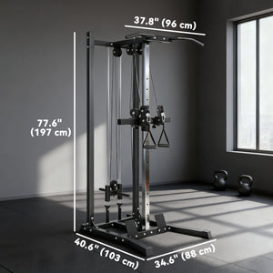 Double pulley system with pull-up bar and 14 adjustable positions