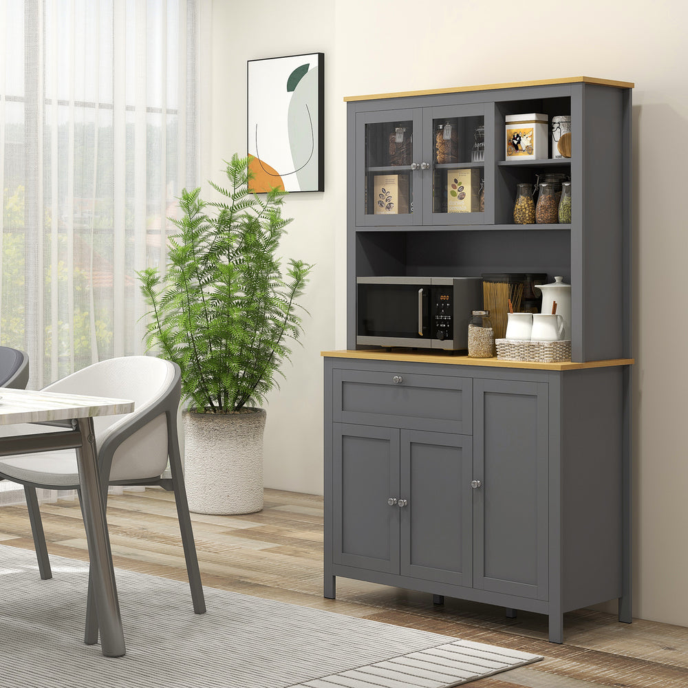 5-door kitchen cabinet with adjustable shelves, gray