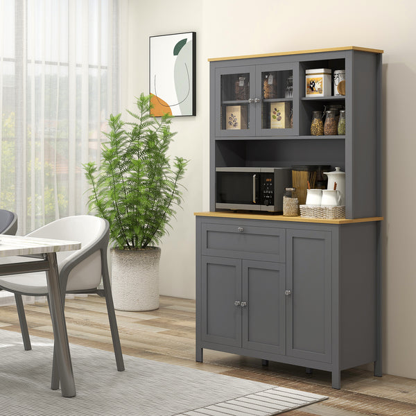 5-door kitchen cabinet with adjustable shelves, gray